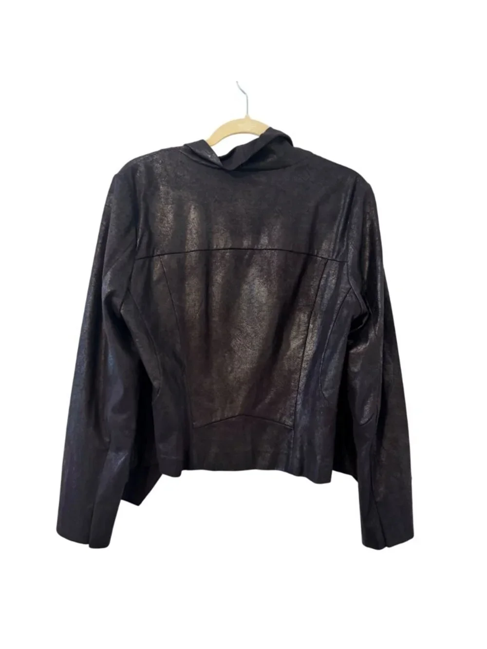Calvin Klein Black Open Front Faux Leather Jacket Size L Jacket - Picture 9 of 12